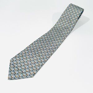 Vineyard Vines Cheeseburger in Paradise Light Blue Silk Tie Necktie